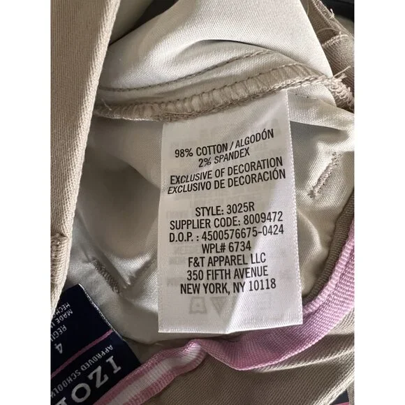 New Izod Approved Schoolwear Girls Khaki Uniform Shorts - Size 4 Regular - Picture 3 of 3